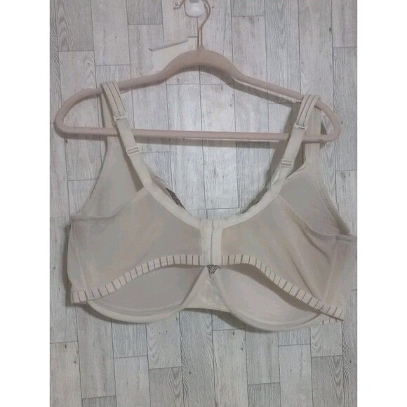 Cacique Bra Full Coverage Lace Padded Underwire‎ Beige Brown Bow Detail Size 44F - Picture 4 of 6